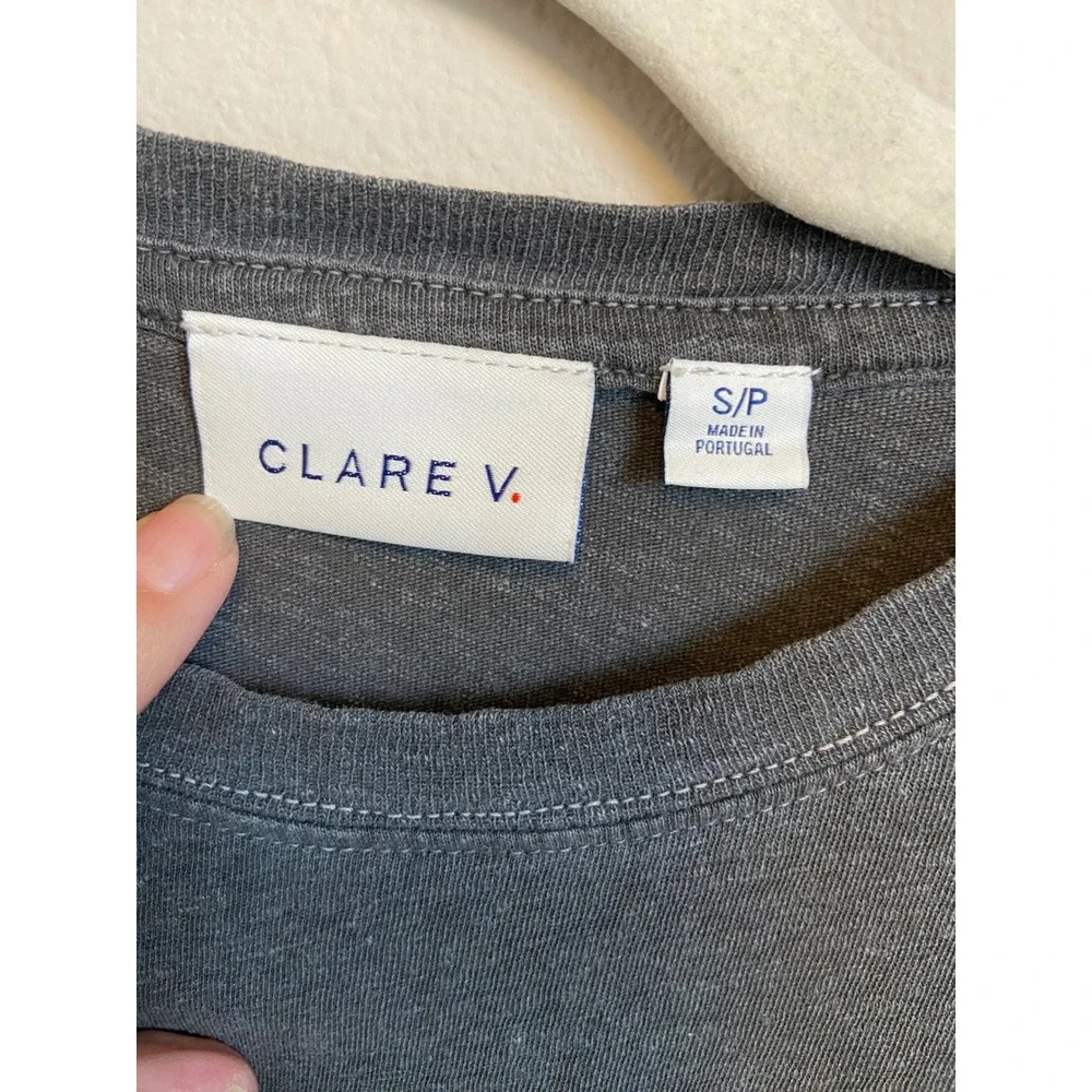 Clare V Le Rock n Roll Graphic Tee Gray Cotton Linen Small - Picture 2 of 7